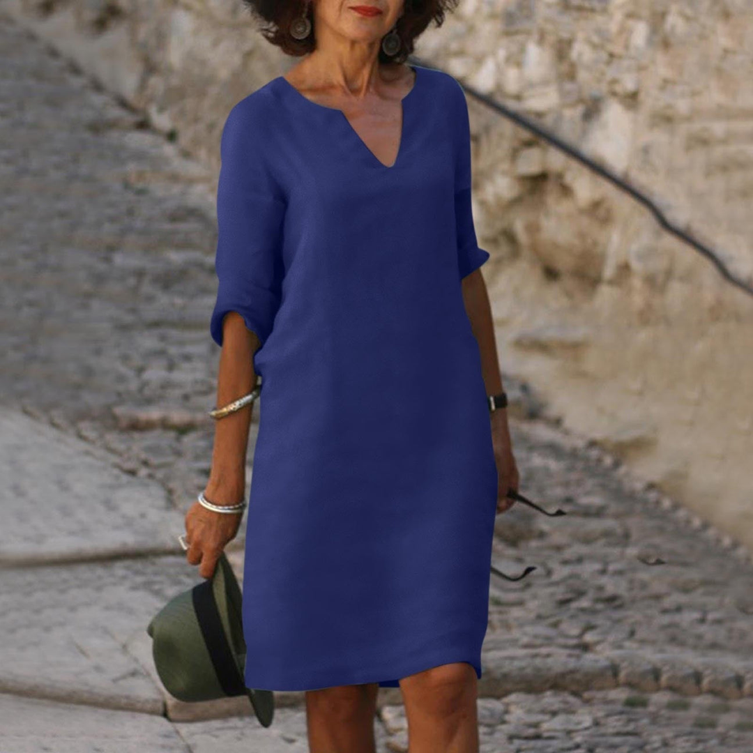 Sommerkleid für Damen - Lockere Maxikleid mit 3/4 Ärmeln