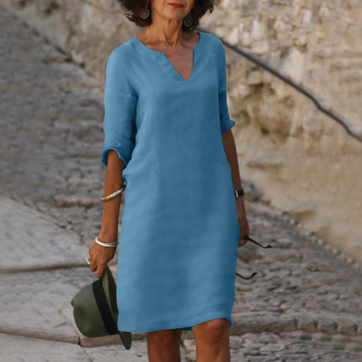 Sommerkleid für Damen - Lockere Maxikleid mit 3/4 Ärmeln