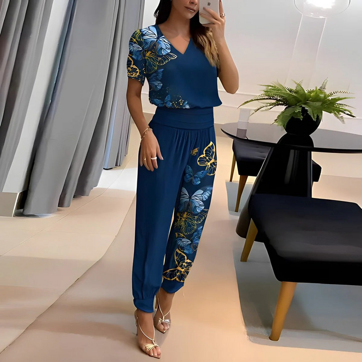Olivia Jumpsuit | Eleganter V-Ausschnitt Overall mit Elastischer Taille