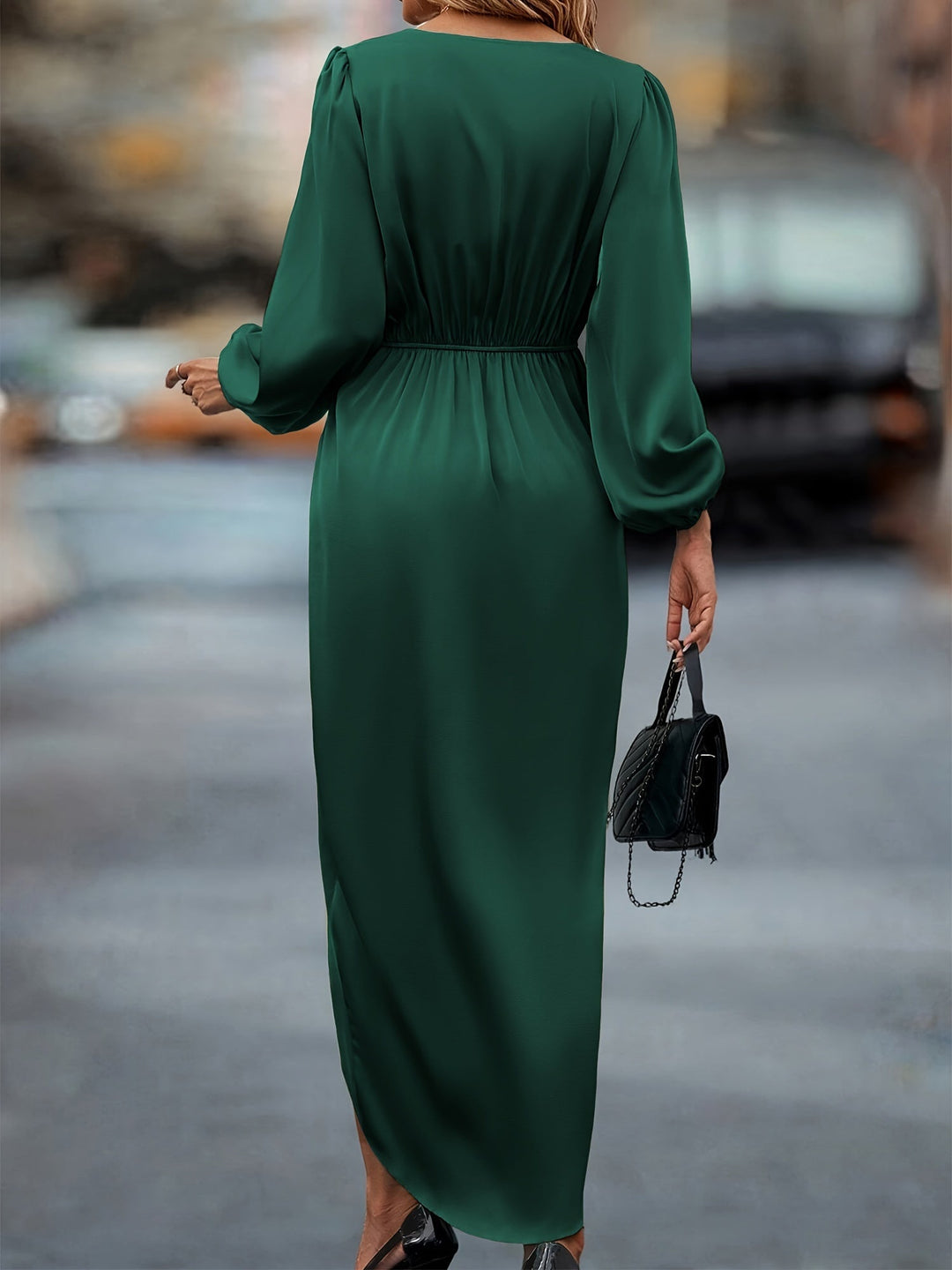 Olivia Maxikleid | Formal Baumwoll-Wickelkleid mit geraffter Taille