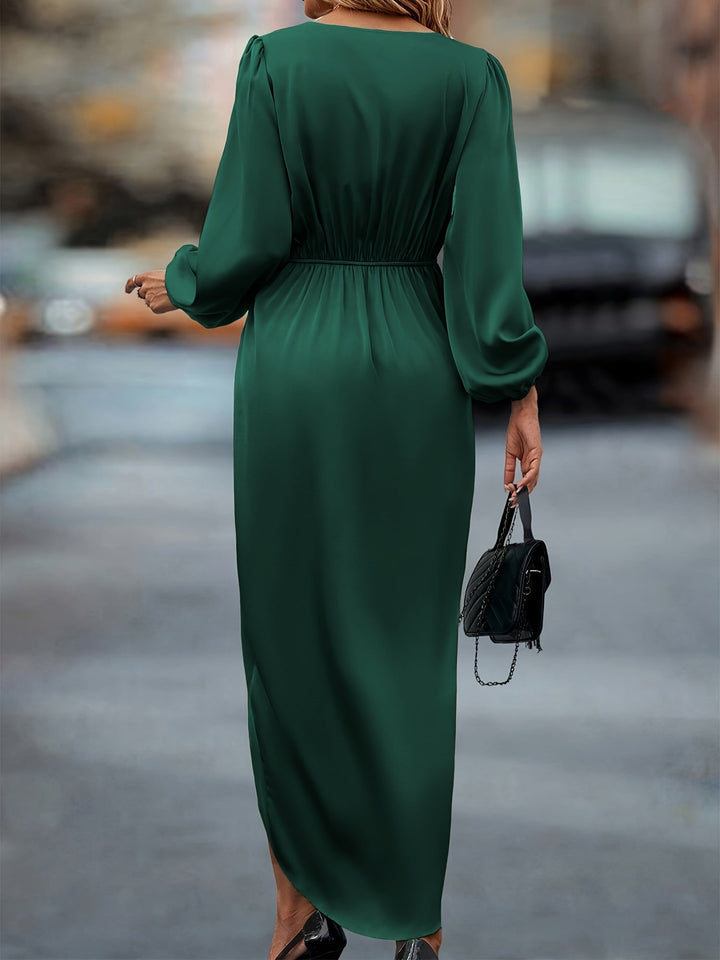 Olivia Maxikleid | Formal Baumwoll-Wickelkleid mit geraffter Taille