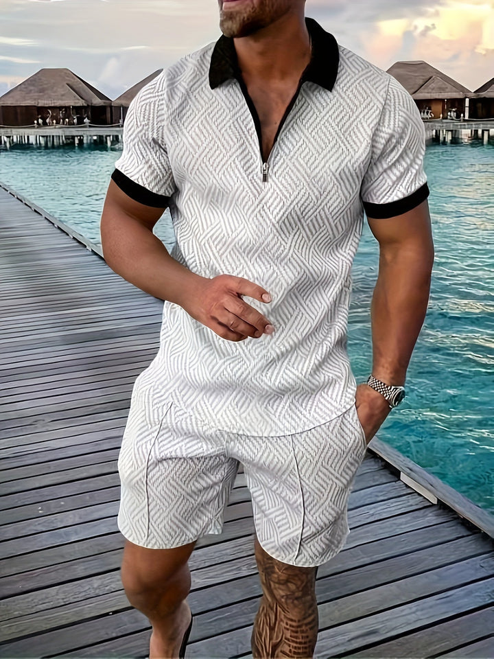Zweiteiler für Herren - Stilvolles Set mit Poloshirt und Shorts für Sommershort set for men