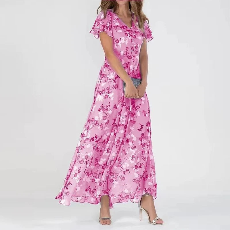Maxikleid - Elegantes langes Sommerkleid mit Blumenmuster