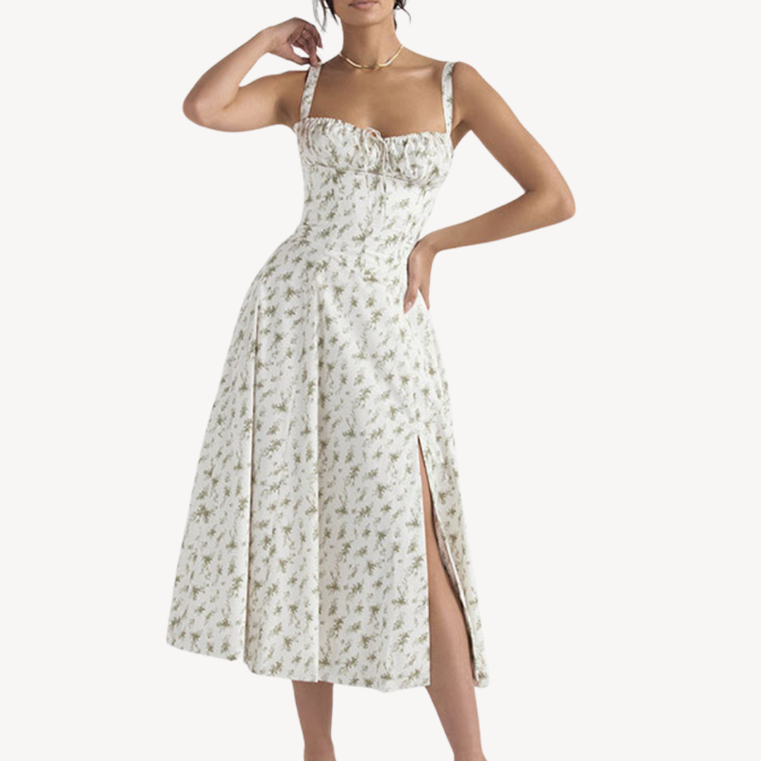 Olivia Sommerkleid | Elegantes Floral Ärmelloses Midikleid