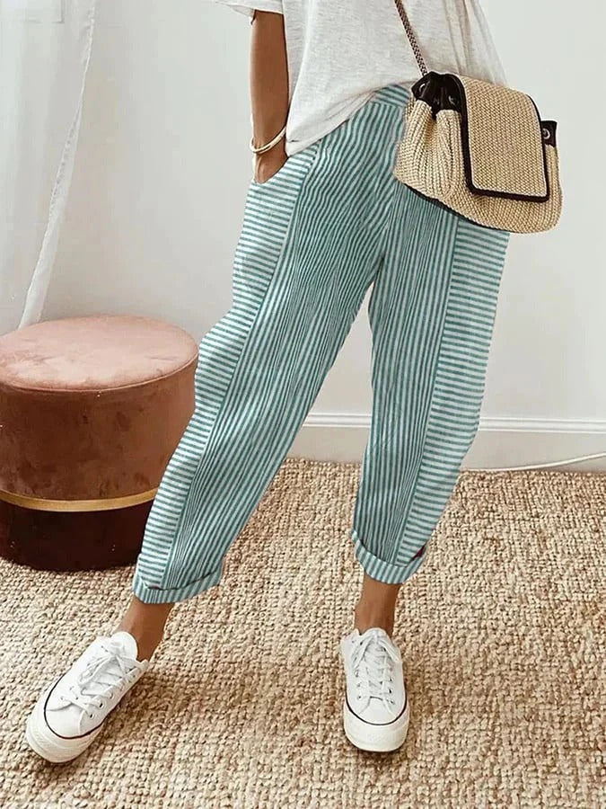 Olivia Streifenhose | Stylische luftige Sommerhose für Frauen
