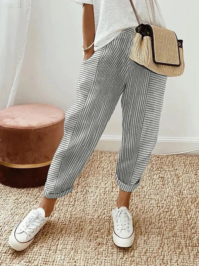 Olivia Streifenhose | Stylische luftige Sommerhose für Frauen