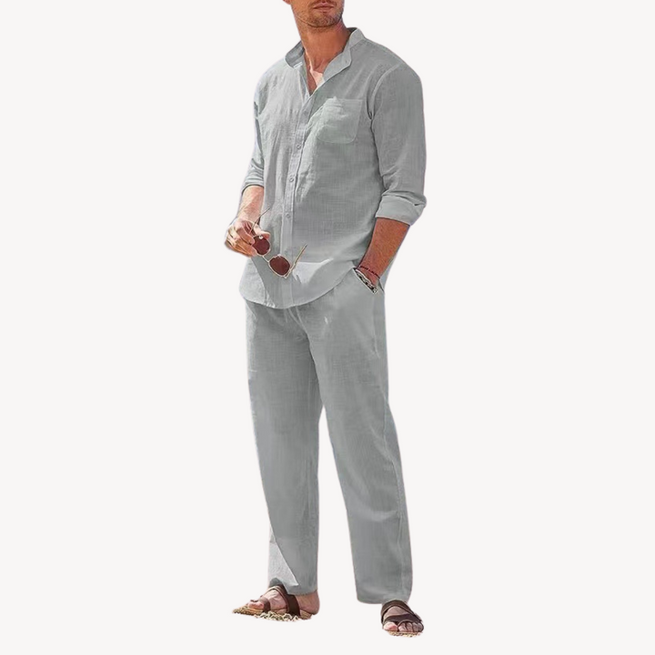 Gents SommerSet | Zweiteiliger-set Leinen/Baumwolle Hemd und Hosen Für Herren