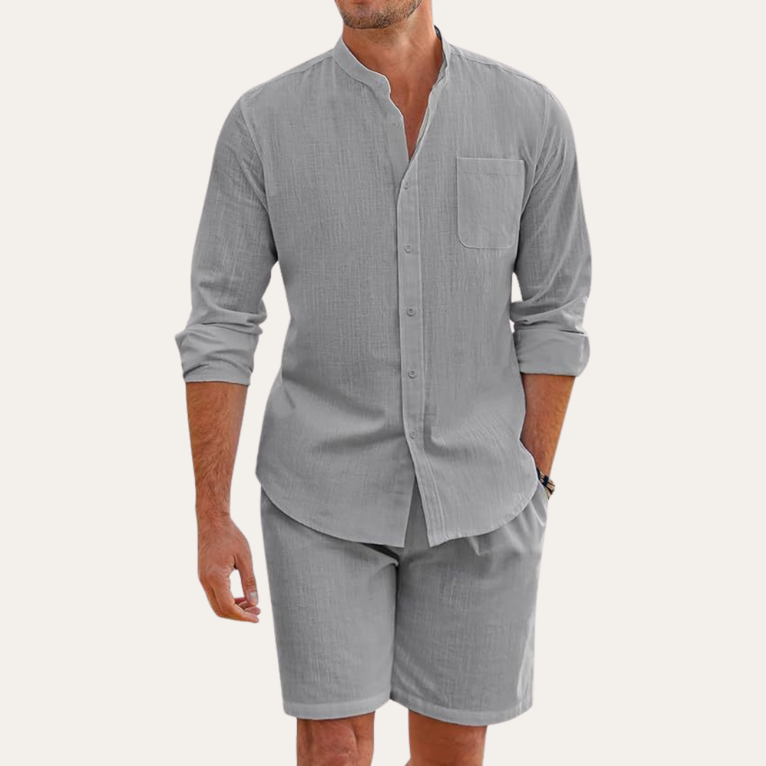 Gents SommerSet | Zweiteiliger-set Leinen/Baumwolle Hemd und Shorts Für Herren