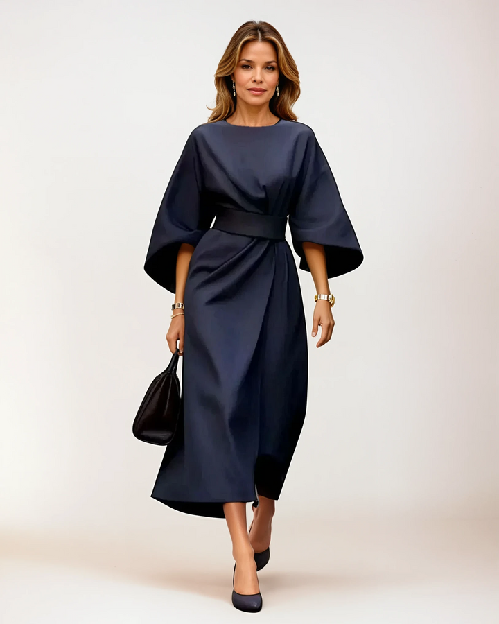 Midikleid für Damen - Elegantes Business Kleid mit Fledermausärmeln
