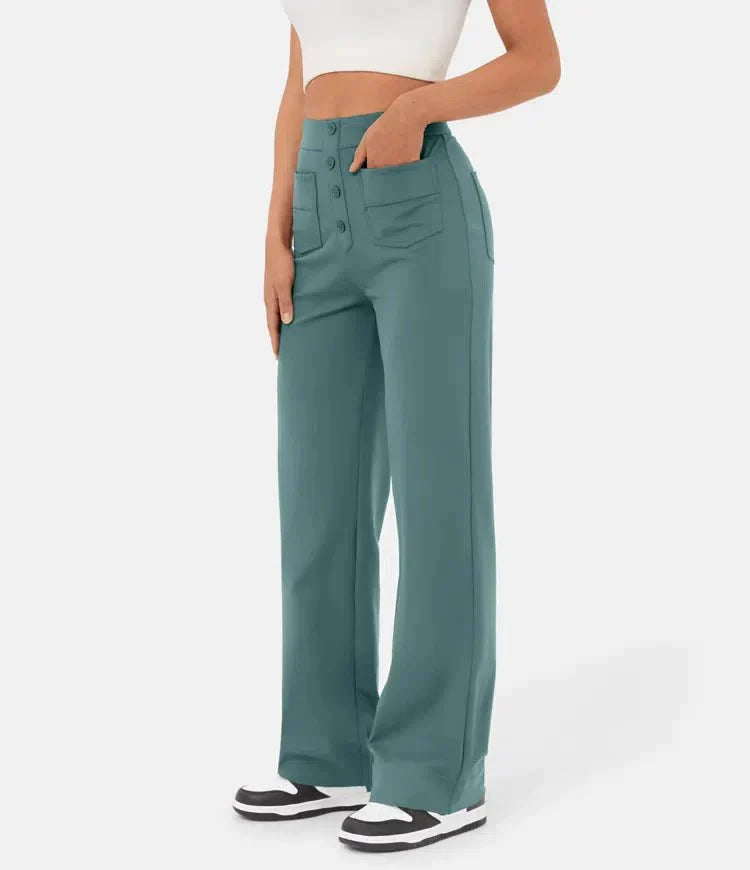 Palazzo Hose - Bequeme weite Hose mit Knopfleiste für Sommer