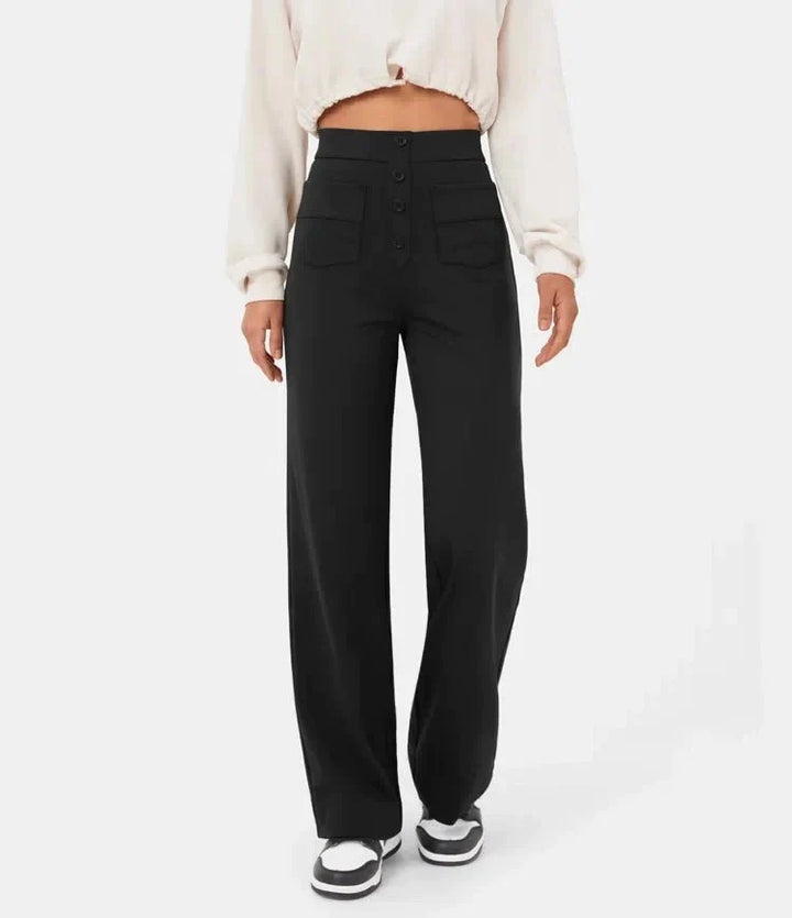 Palazzo Hose - Bequeme weite Hose mit Knopfleiste für Sommer