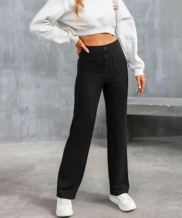 Palazzo Hose - Bequeme weite Hose mit Knopfleiste für Sommer