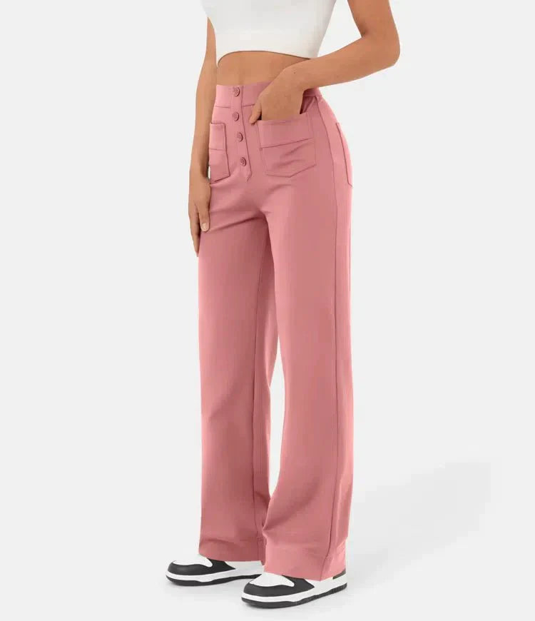 Palazzo Hose - Bequeme weite Hose mit Knopfleiste für Sommer