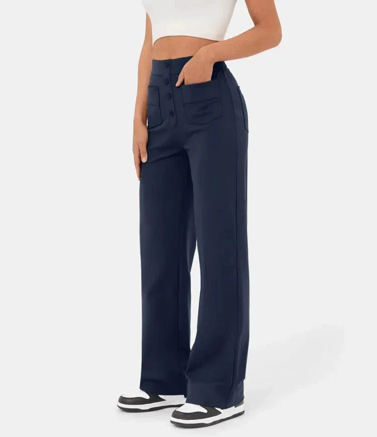 Palazzo Hose - Bequeme weite Hose mit Knopfleiste für Sommer