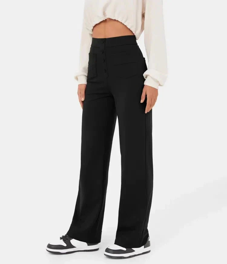 Palazzo Hose - Bequeme weite Hose mit Knopfleiste für Sommer