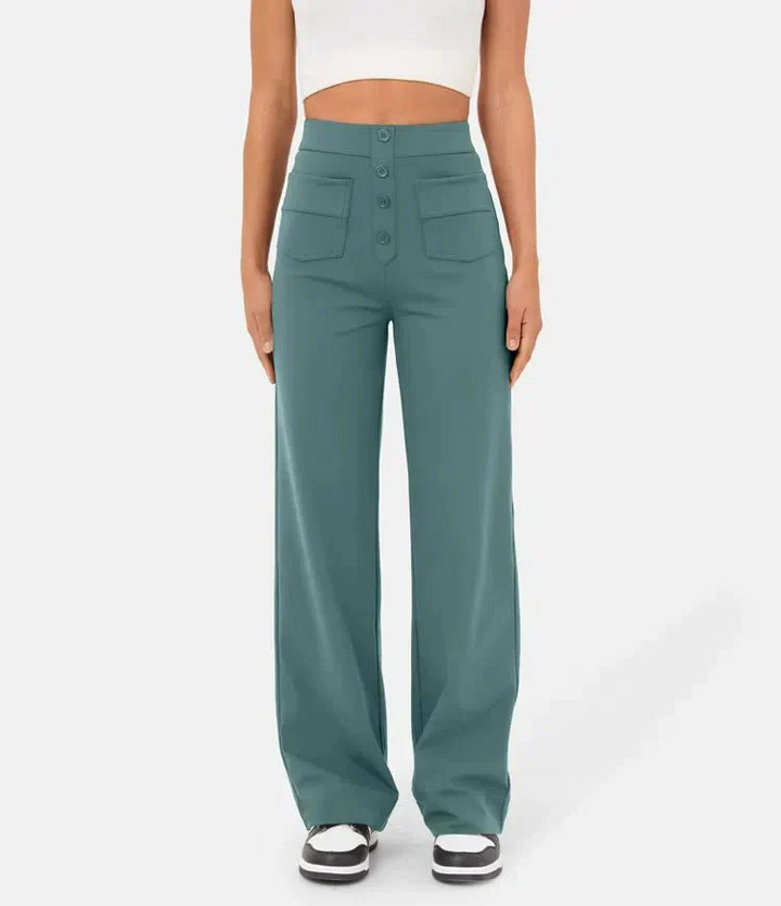 Palazzo Hose - Bequeme weite Hose mit Knopfleiste für Sommer
