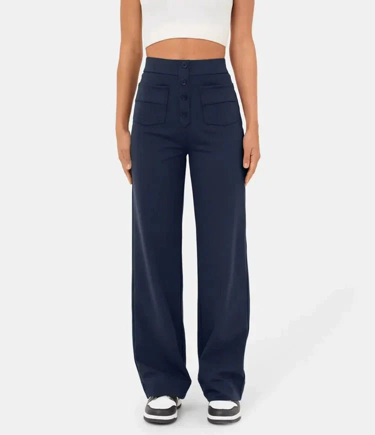 Palazzo Hose - Bequeme weite Hose mit Knopfleiste für Sommer