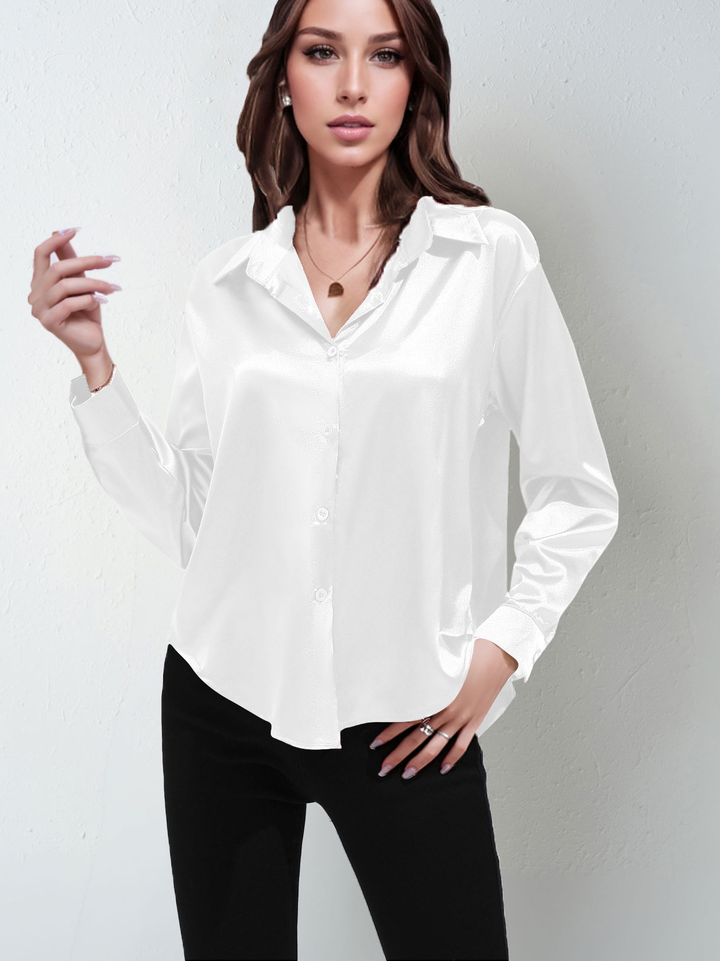 Satinbluse - Elegante Leichte Hemdbluse für für jeden Anlass