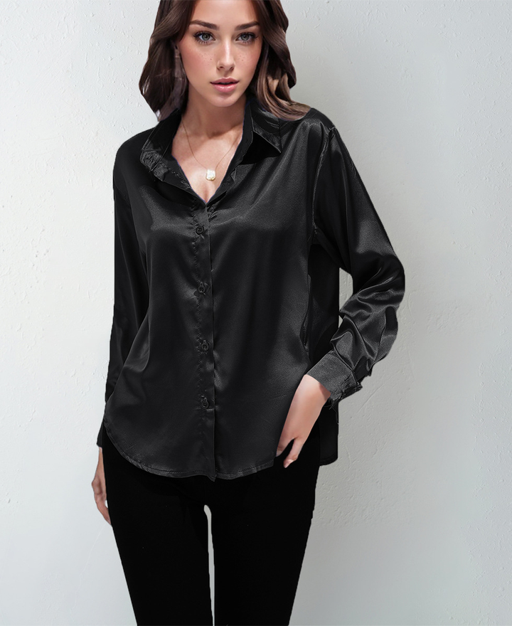 Satinbluse - Elegante Leichte Hemdbluse für für jeden Anlass