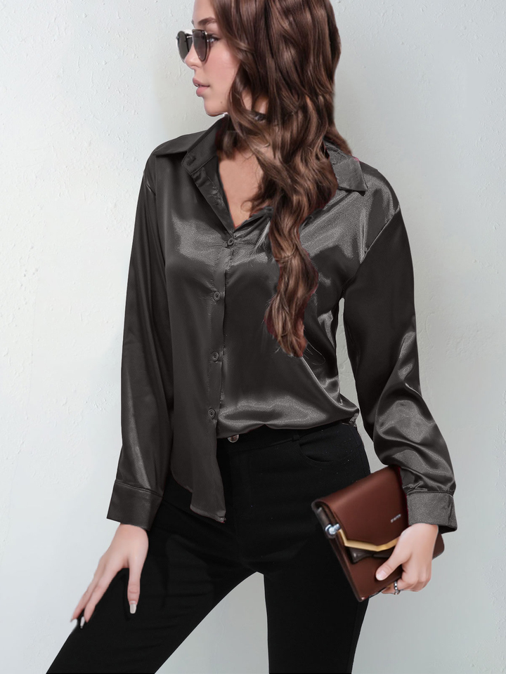 Satinbluse - Elegante Leichte Hemdbluse für für jeden Anlass