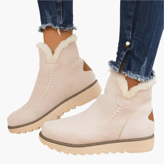 Gefütterte Stiefeletten für Damen - Warme Winterboots mit Plateau-Sohle - Bequeme Schlupfstiefel für den Winter