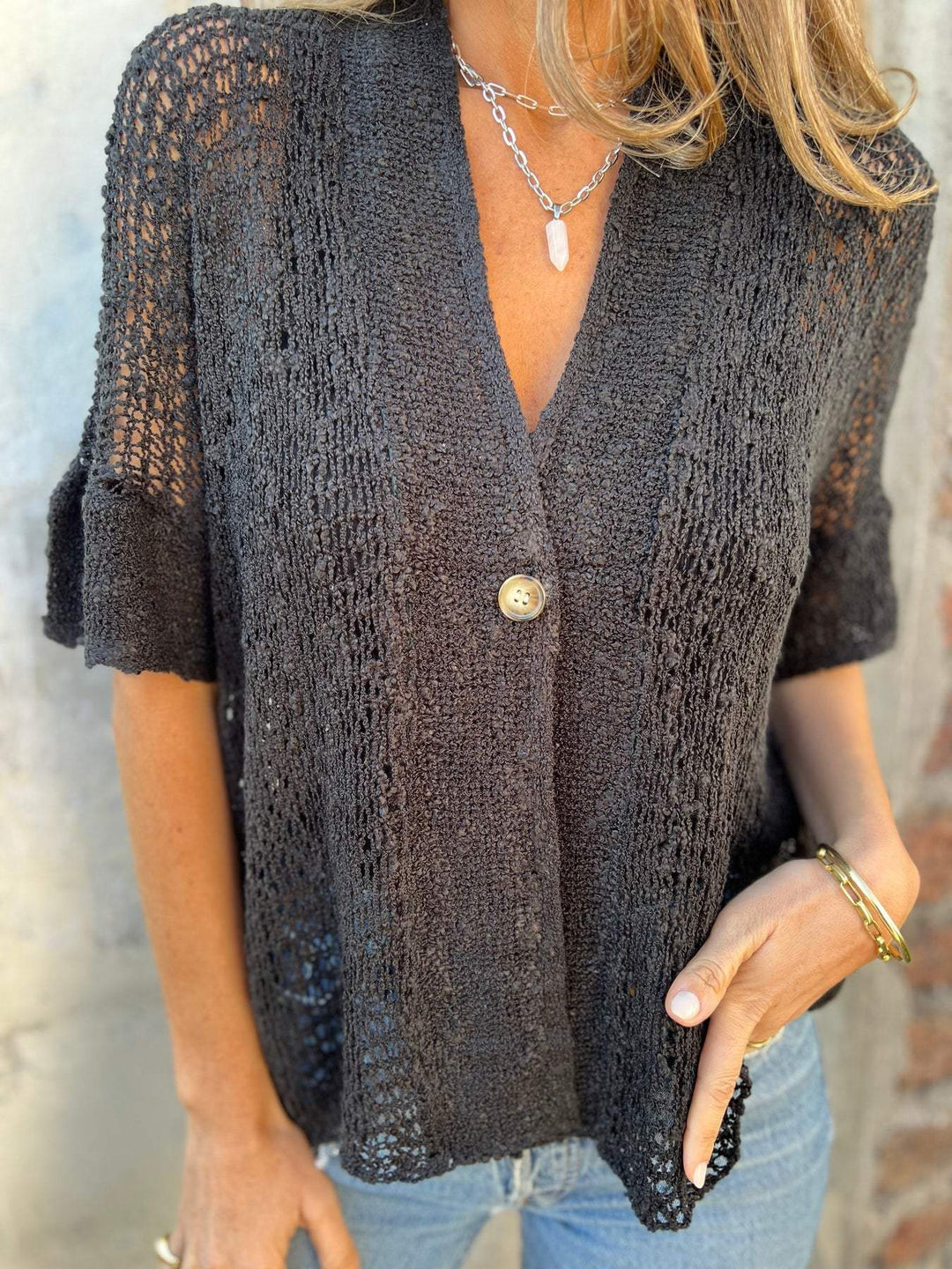 Bluse für Damen - Elegantes Texturiertes Oberteil für Sommer
