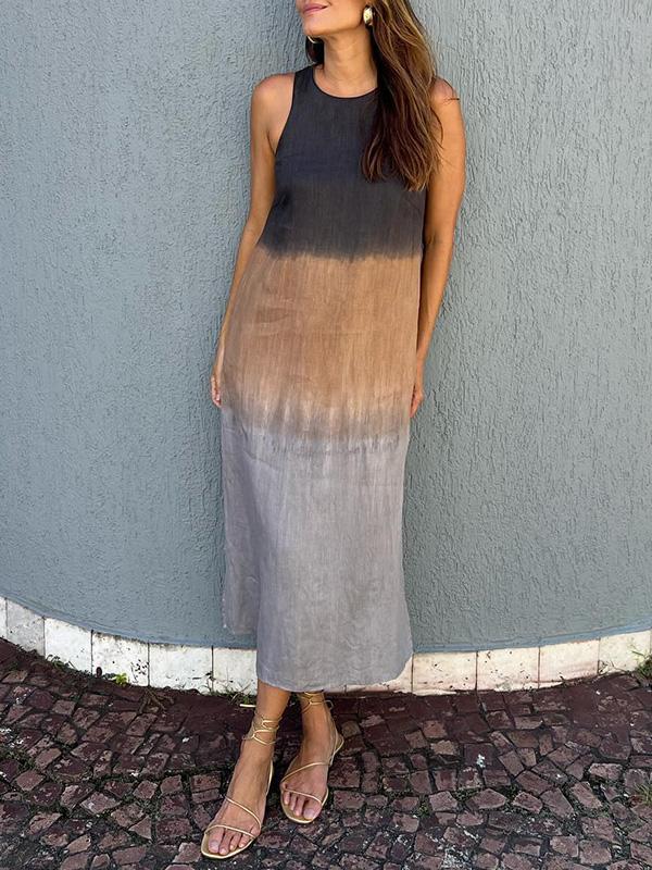 Maxikleid für Damen - Ärmellos Sommerkleid mit Rundhalsausschnitt