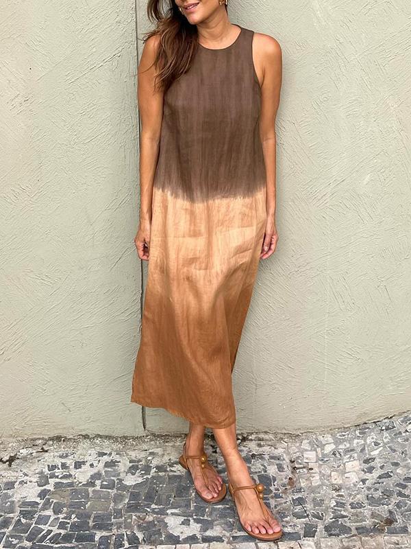 Maxikleid für Damen - Ärmellos Sommerkleid mit Rundhalsausschnitt