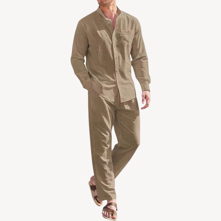 Gents SommerSet | Zweiteiliger-set Leinen/Baumwolle Hemd und Hosen Für Herren