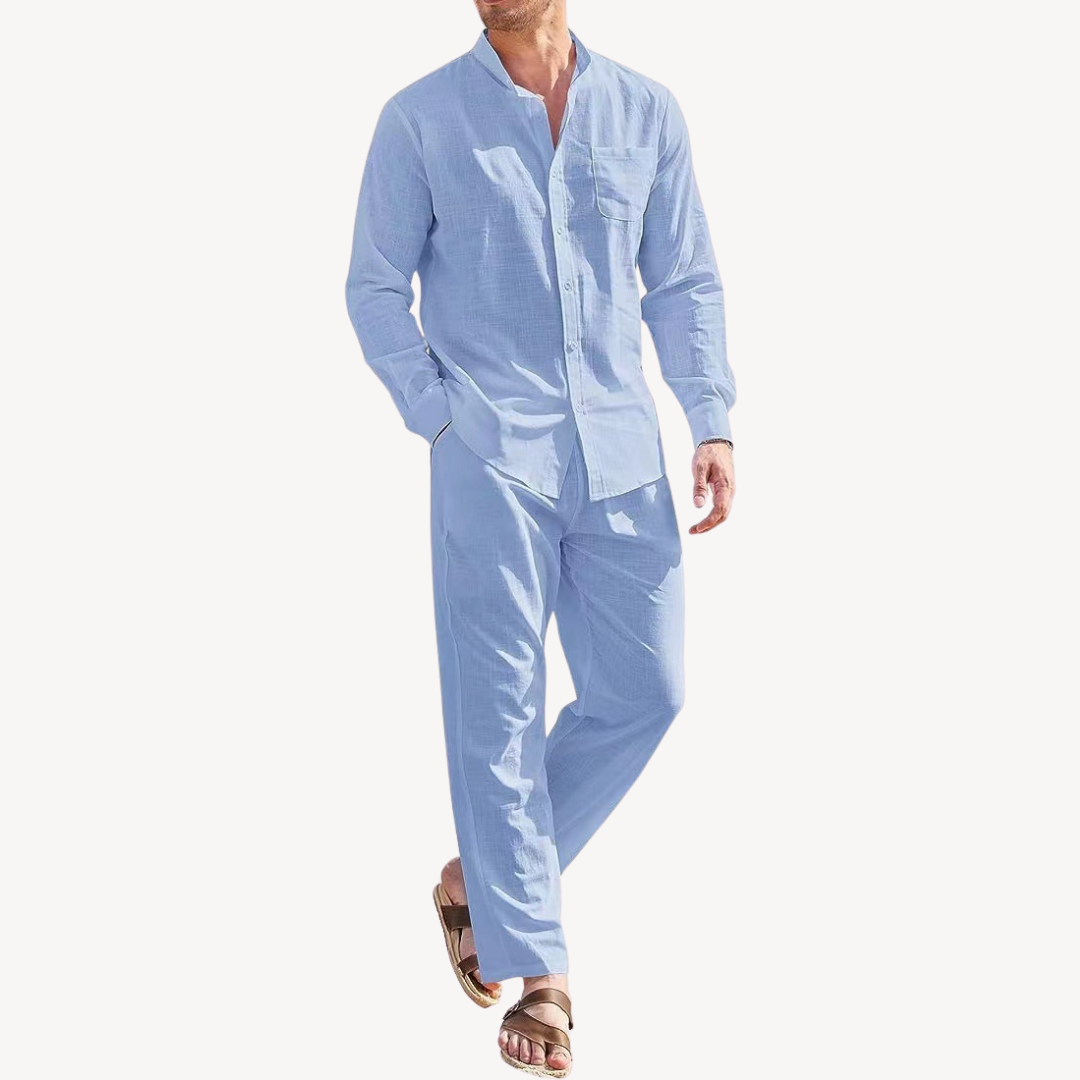 Gents SommerSet | Zweiteiliger-set Leinen/Baumwolle Hemd und Hosen Für Herren