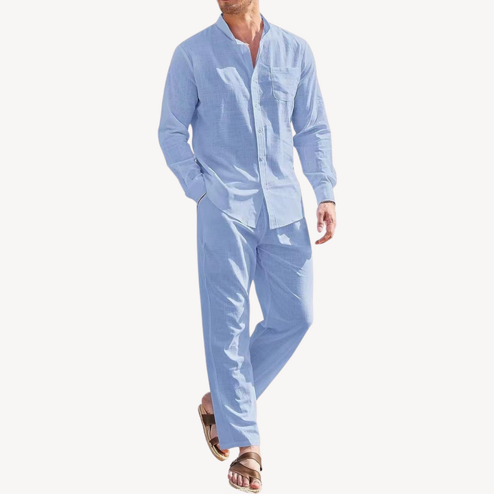 Gents SommerSet | Zweiteiliger-set Leinen/Baumwolle Hemd und Hosen Für Herren