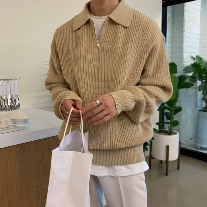 Herren Sweatshirt mit Reißverschluss-Kragen
