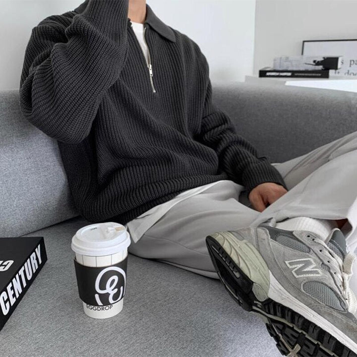 Herren Sweatshirt mit Reißverschluss-Kragen