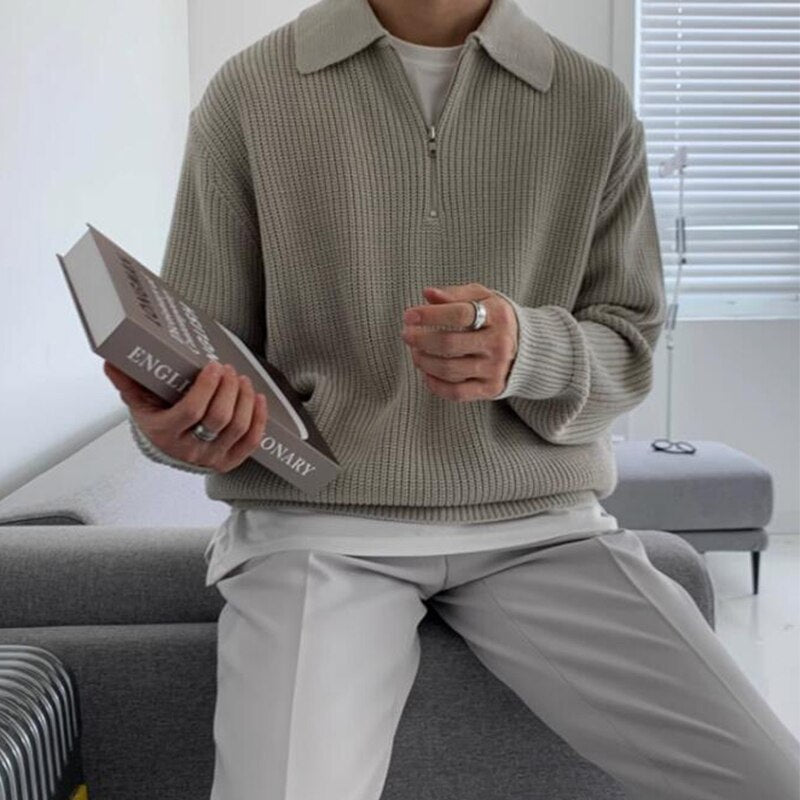 Herren Sweatshirt mit Reißverschluss-Kragen