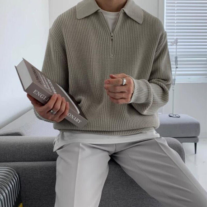 Herren Sweatshirt mit Reißverschluss-Kragen