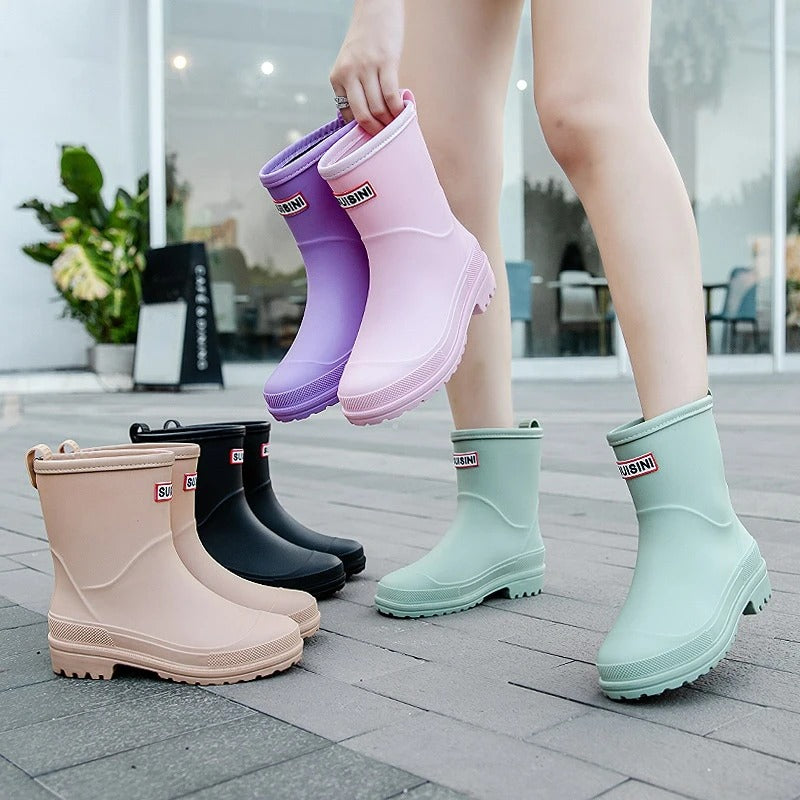 Regenstiefel für den Herbst - Wasserdichte Gummistiefel mit rutschfester Sohle für Damen