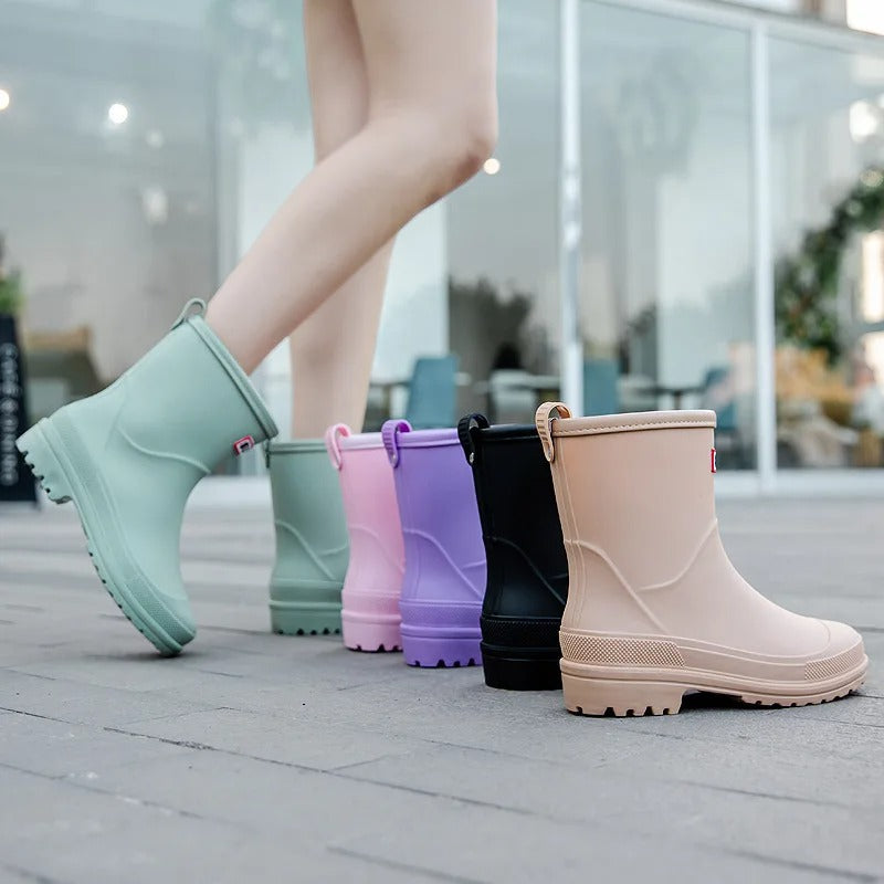 Regenstiefel für den Herbst - Wasserdichte Gummistiefel mit rutschfester Sohle für Damen