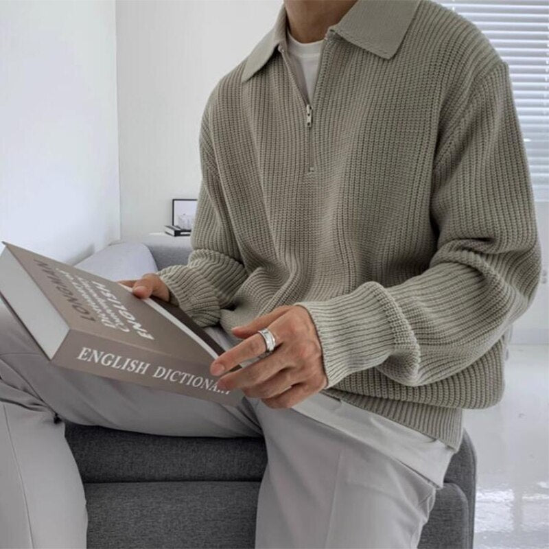Herren Sweatshirt mit Reißverschluss-Kragen