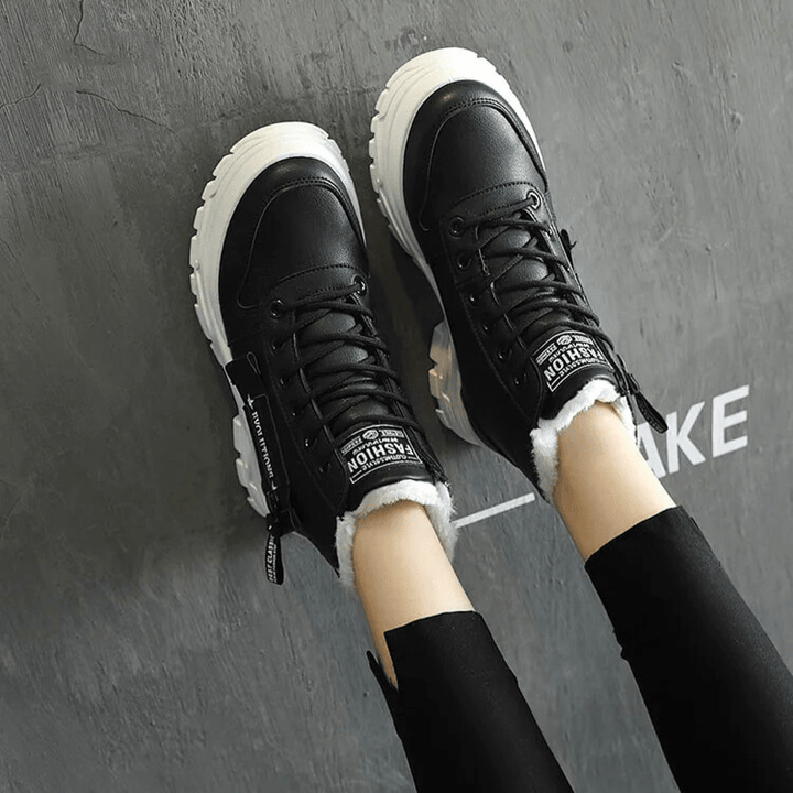 Stiefel Sneaker für den Herbst - Stylische halbhohe warme Stiefel für Damen