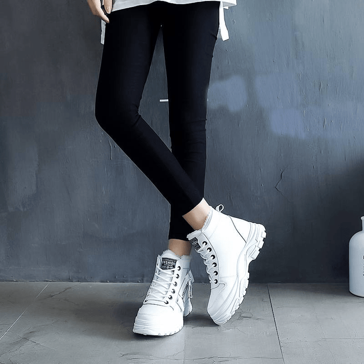 Stiefel Sneaker für den Herbst - Stylische halbhohe warme Stiefel für Damen