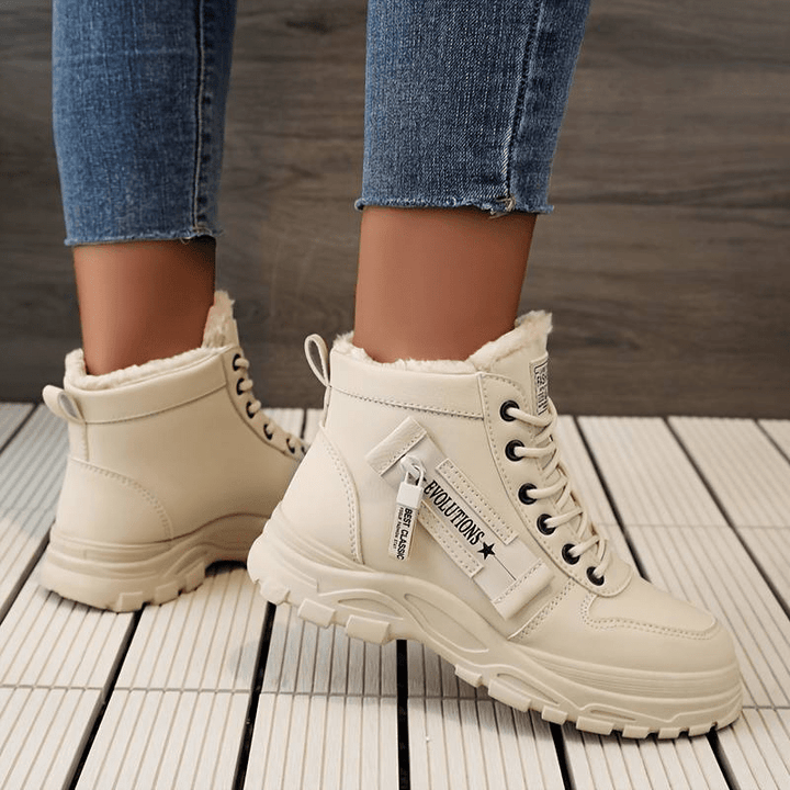Stiefel Sneaker für den Herbst - Stylische halbhohe warme Stiefel für Damen