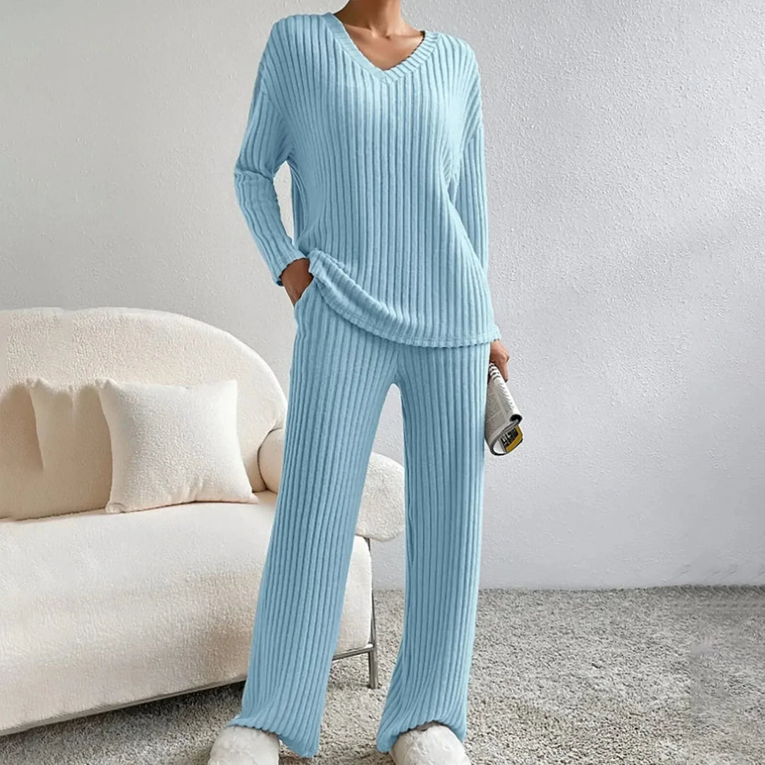 Lounge Zweiteiler für den Herbst - Elegante Weiche Rippmuster-sets für Damen