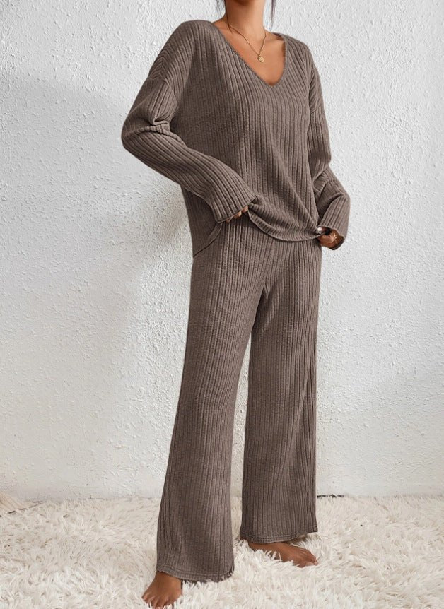 Zweiteiliges Lounge-Set für Damen - Stilvolle Winter Pullover und Hosen Set