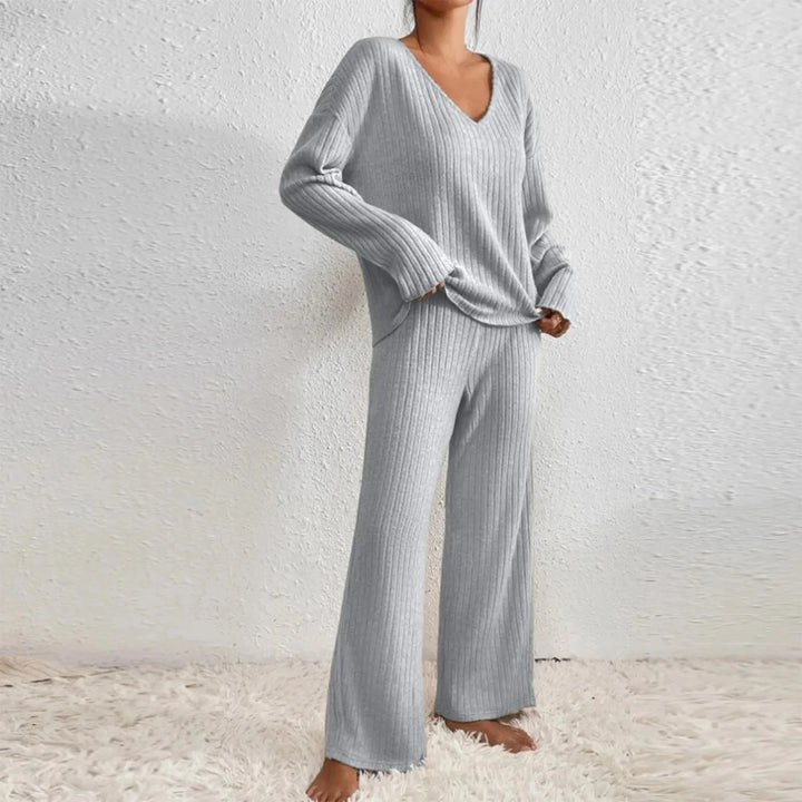 Zweiteiliges Lounge-Set für Damen - Stilvolle Winter Pullover und Hosen Set