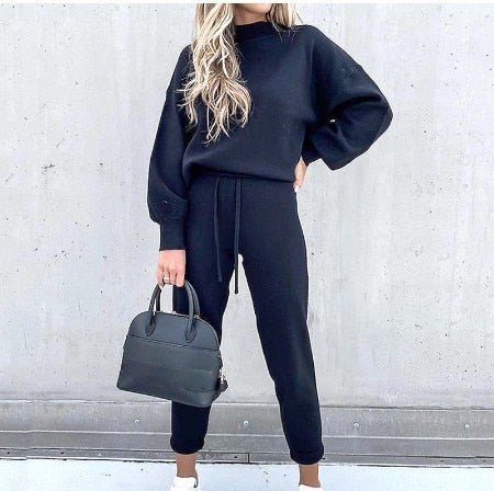 Zweiteiliges Loungewear Set für Damen - Elegante Winter Pullover und Hosen Set