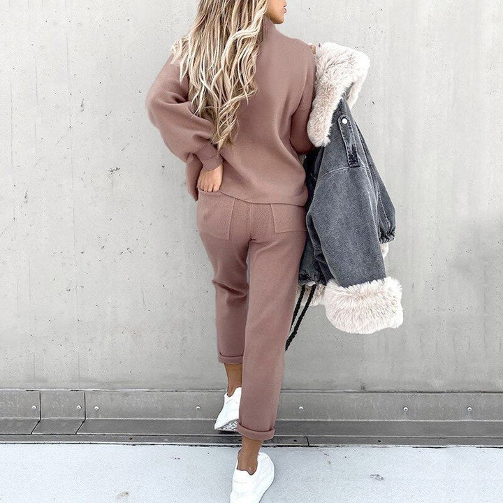 Zweiteiliges Loungewear Set für Damen - Elegante Winter Pullover und Hosen Set