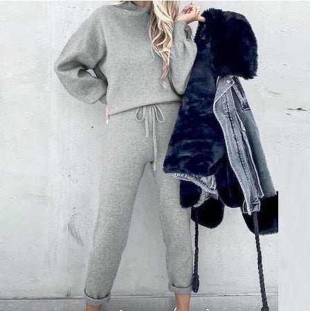 Zweiteiliges Loungewear Set für Damen - Elegante Winter Pullover und Hosen Set
