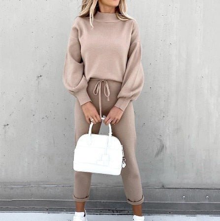 Zweiteiliges Loungewear Set für Damen - Elegante Winter Pullover und Hosen Set