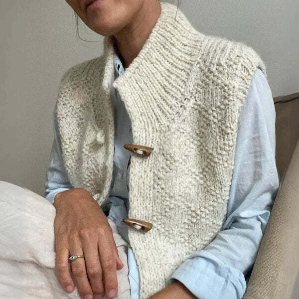 Strickweste für den Herbst - Elegante Weste mit Knöpfen und Stehkragen für Damen