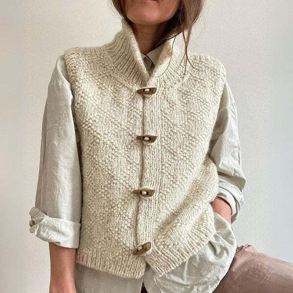 Strickweste für den Herbst - Elegante Weste mit Knöpfen und Stehkragen für Damen